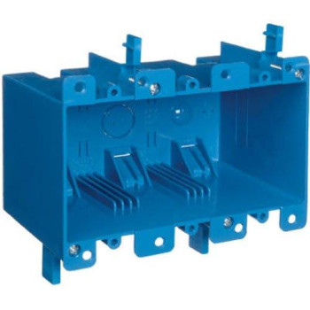 Carlon B355R Switch/Outlet Box, Old Work, 3 Gang, 5.72-Inch Length by 2.79-Inch Width by 3.69-Inch Depth, Blue, 1-Pack