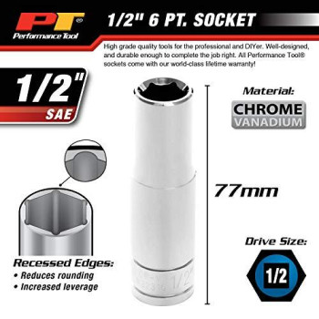 Performance Tool W32316 6-Point Socket, 1/2" Drive, 1/2"