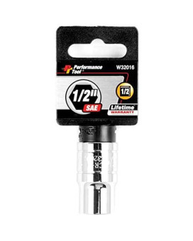 Performance Tool W32016 6-Point Socket, 1/2" Drive, 1/2"