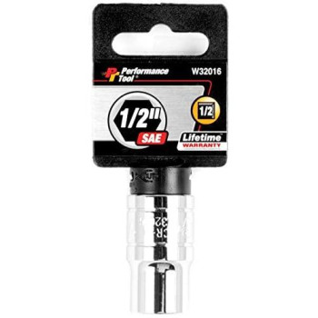 Performance Tool W32016 6-Point Socket, 1/2" Drive, 1/2"