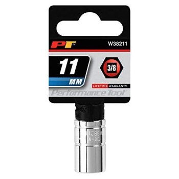 Performance Tool W38211 6-Point Socket, 3/8" Drive, 11mm