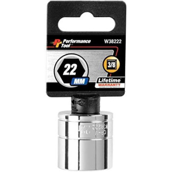 Performance Tool W38222 6-Point Socket, 3/8" Drive, 22mm