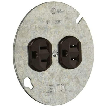 Leviton 5042 15 Amp, 125 Volt, Duplex Receptacle On 4-Inch Cover, Zinc Plated Steel