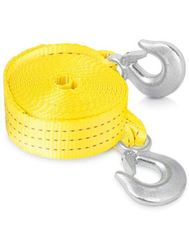 NEIKO 51005A Heavy-Duty Tow Strap with Metal Safety Hooks, Woven Polyester Webbing, and 10,000-Pound Capacity, 2 Inches by 20 Feet