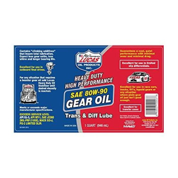 Lucas Oil LUC10046 SAE 80W-90 Heavy Duty Gear Oil - 1 Gallon , White