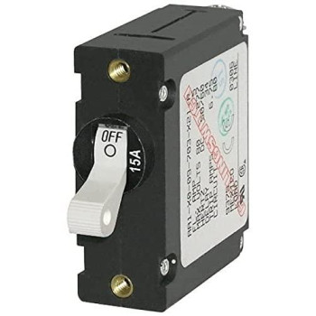 Blue Sea Systems A-Series White Toggle Circuit Breaker - Single Pole, 15A