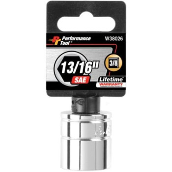 Performance Tool W38026 6-Point Socket, 3/8" Drive, 13/16"