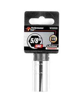 Performance Tool W32020 6-Point Socket, 1/2" Drive, 5/8"