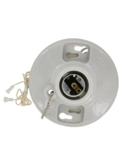 Leviton 29816-C2 One-Piece Glazed Porcelain Outlet Box Mount, Incandescent Lampholder, White