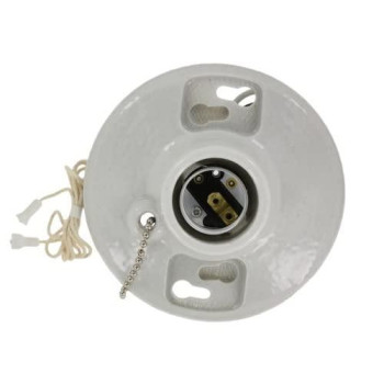 Leviton 29816-C2 One-Piece Glazed Porcelain Outlet Box Mount, Incandescent Lampholder, White