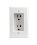 Leviton 689-W 15 Amp 1-Gang Recessed Duplex Receptacle, Residential Grade, with Screws Mounted to Housing, White, 1-Pack