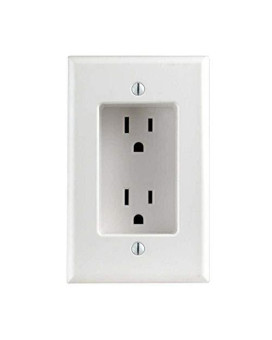 Leviton 689-W 15 Amp 1-Gang Recessed Duplex Receptacle, Residential Grade, with Screws Mounted to Housing, White, 1-Pack