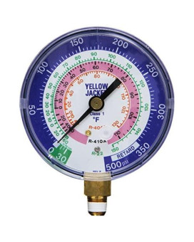 Yellow Jacket 49138 3-1/8" Blue Compound, 30", 0-350 psi, R-22/404A/410A Gauge Degrees F