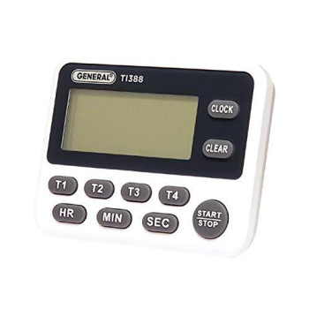 General Tools TI388 Digital Timer, Four Channel with Clock