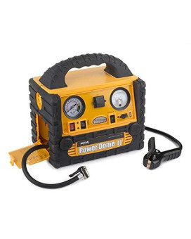 Wagan EL2464 Power Dome LT Auto 300 Peak Amp Jump Starter with 260 PSI Air Compressor, 200W Power Inverter, AC Receptacle, DC Sockets, USB Power Port, LED Worklight, Yellow