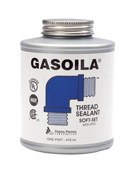 Gasoila - SS16 Soft-Set Pipe Thread Sealant with PTFE Paste, Non Hardening, -100 to 600 Degree F, 1 Pint Brush