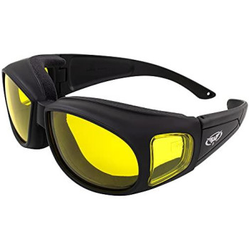 Global Vision Outfitter Padded Fit-Over Motorcycle Safety Sunglasses (Yellow Tint Lens)