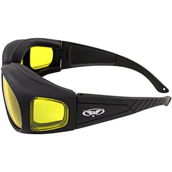 Global Vision Outfitter Padded Fit-Over Motorcycle Safety Sunglasses (Yellow Tint Lens)