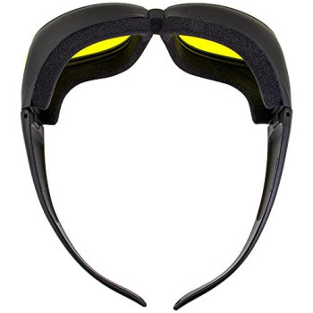 Global Vision Outfitter Padded Fit-Over Motorcycle Safety Sunglasses (Yellow Tint Lens)