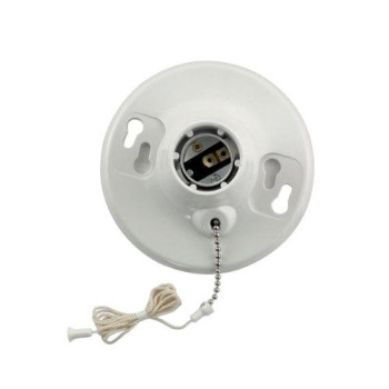 Leviton 8827-CW1 One-Piece Urea Outlet Box Mount, Incandescent Lampholder, Pull Chain, White