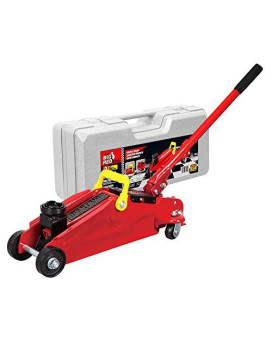 BIg RED T82012 Torin Hydraulic Trolley ServiceFloor Jack with Blow Mold carrying Storage case, 2 Ton (4,000 lb) capacity, Red