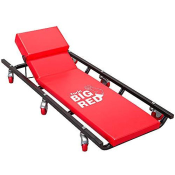 BIG RED TR6452 Torin Rolling Garage/Shop Creeper: 40" Padded Mechanic Cart with Adjustable Headrest and 6 Casters, Red