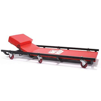 BIG RED TR6452 Torin Rolling Garage/Shop Creeper: 40" Padded Mechanic Cart with Adjustable Headrest and 6 Casters, Red