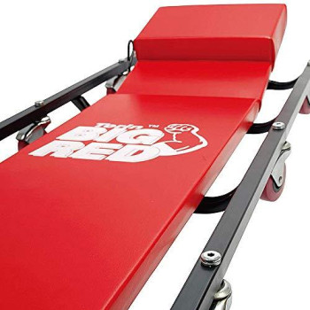 BIG RED TR6452 Torin Rolling Garage/Shop Creeper: 40" Padded Mechanic Cart with Adjustable Headrest and 6 Casters, Red