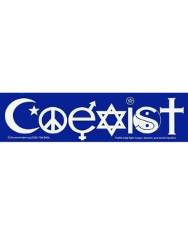 Peacemonger Coexist Interfaith Peace Symbol Sign Yin Yang Color Bumper Sticker 11.5 x 3 inches