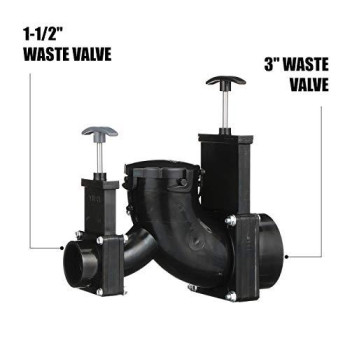 Valterra Ell Double Rotating Valve, Mess-Free Waste Valve for RVs, Campers, Trailers, 3" Hub x 1.5" Hub x 3" Bayonet Cap