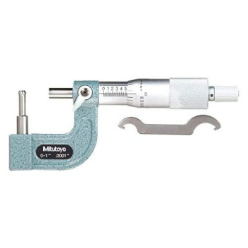 Mitutoyo 115-313, 0 - 1" X .0001" .185" Dia. Spherical Anvil Tube Micrometer, Ratchet , silver