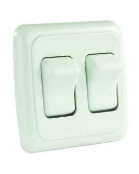 JR Products 305.1203 12015 White Double SPST On-Off Switch with Bezel