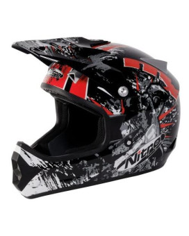 Nitro Extreme MX Off-Road Helmet (Black/Red, Medium)
