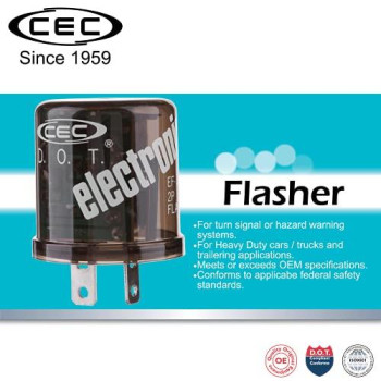 CEC Industries 12V Heavy Duty 2-Pin Electronic Flasher EF32 Relay for LED and Incandescent Bulbs (1-Pack)