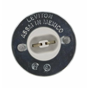 Leviton 524 High-Output Base, Double Contact, Fluorescent Lampholder, Snap-in, Stationary, White