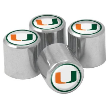 NCAA Miami Hurricanes Metal Tire Valve Stem Caps, 4-Pack