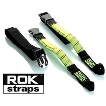 ROK Strap Adjustable Motorcycle Stretch 18"-60" 2-Pk - Lime Green