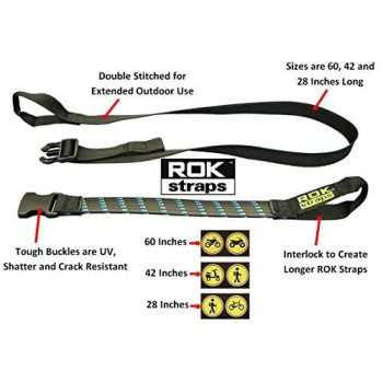 ROK Strap Adjustable Motorcycle Stretch 18"-60" 2-Pk - Lime Green