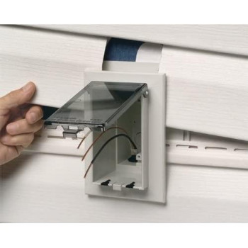 Arlington DBVS1W-1 Low Profile IN BOX Recessed Outlet Box Wall Plate Kit for New Vinyl Siding Construction, Vertical, 1-Gang, White