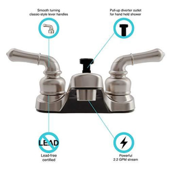 Dura Faucet DF-PL720C-SN RV Bathroom Faucet with Classical Handles and Shower Hose Diverter (Brushed Satin Nickel)