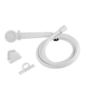 Dura Faucet DF-SA130-WT RV High Pressure Shower Head and 60-inch Hose Kit - Water-Saving Trickle Switch (White)