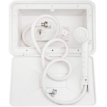 Dura Faucet DF-SA170-WT RV Weatherproof Exterior Shower Box Kit - Lock and Key (White)