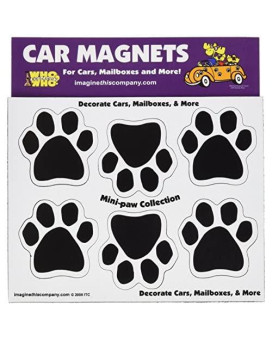 Imagine This 1-3/4-Inch by 1-3/4-Inch 6 Mini Paws Car Magnet, Black