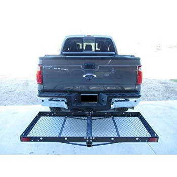 Tow Tuff 62 Inch 500 Pound Capacity Steel Cargo Carrier Trailer Car or Truck Rear Bumper Bike Rack, Fits All 2 Inch Receivers, Black