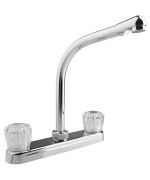 Dura Faucet DF-PK210A-CP High Rise RV Kitchen Sink Faucet with Crystal Acrylic Knobs (Chrome)