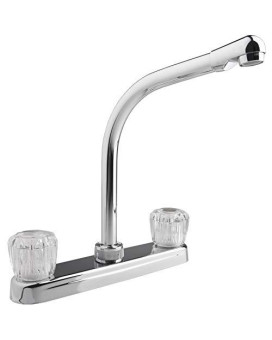 Dura Faucet DF-PK210A-CP High Rise RV Kitchen Sink Faucet with Crystal Acrylic Knobs (Chrome)