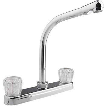 Dura Faucet DF-PK210A-CP High Rise RV Kitchen Sink Faucet with Crystal Acrylic Knobs (Chrome)