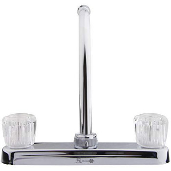 Dura Faucet DF-PK210A-CP High Rise RV Kitchen Sink Faucet with Crystal Acrylic Knobs (Chrome)