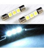 ZHOL SUPER BRIGHT White Vanity LED Light bulbs Mirror Fuse Sun Visor 3-SMD 6641 (A Pair)