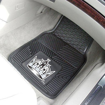 FANMATS Sports Team Logo Los Angeles Kings 2 - pc Heavy Duty Vinyl Car Mat 18"x27"